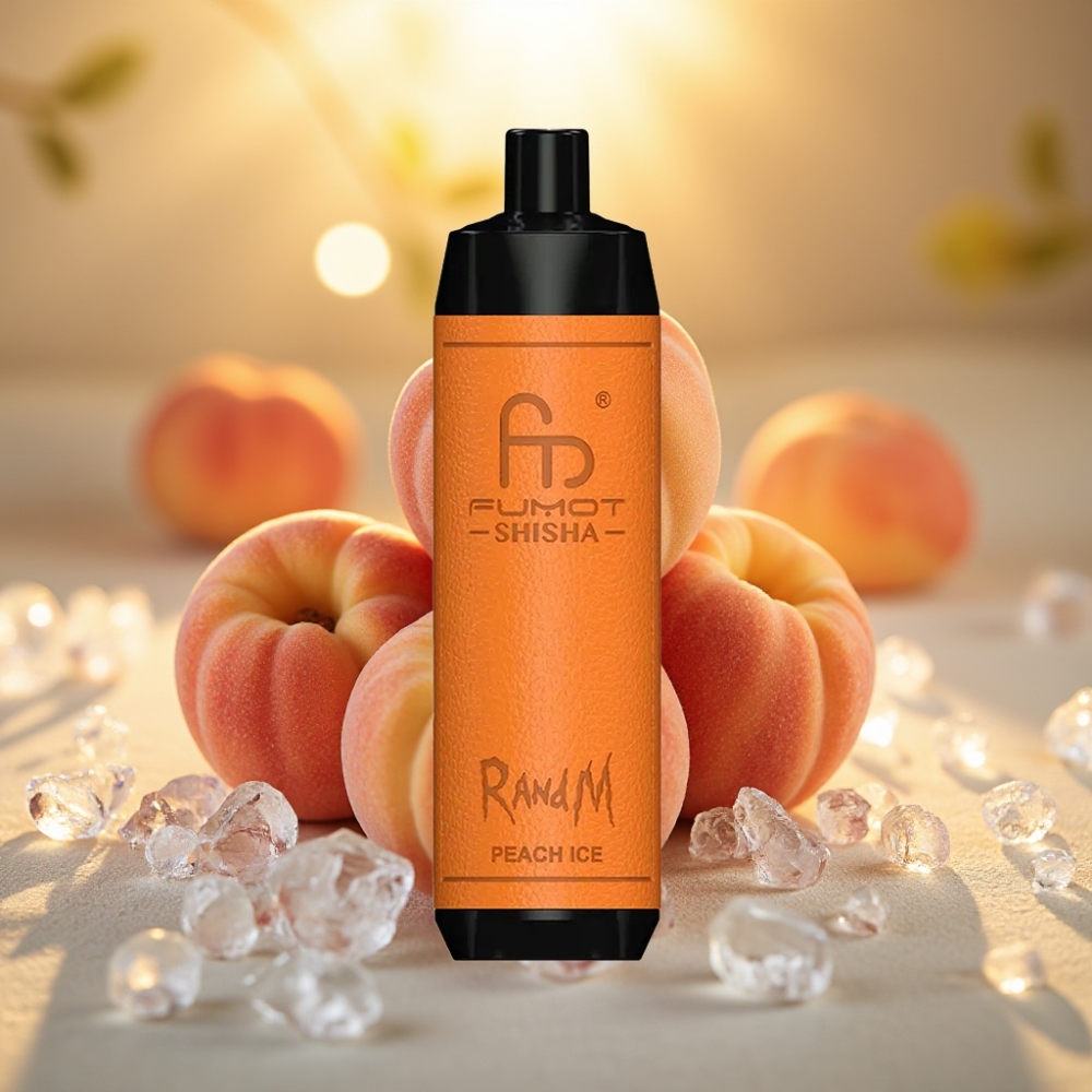 RandM Fumot Shisha 10000 Puffs - Pêche Glacée, 18ml, 850mAh, 0.6ohm