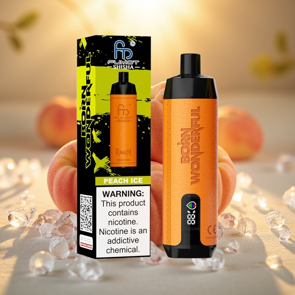 RandM Fumot Shisha 10000 Puffs - Pêche Glacée, 18ml, 850mAh, 0.6ohm