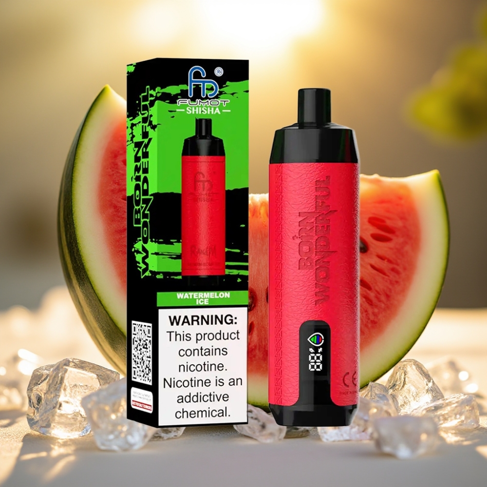 RandM Fumot Shisha 10000 Puffs - Pastèque Glacée, 18ml, 0.5% Nicotine, Type-C