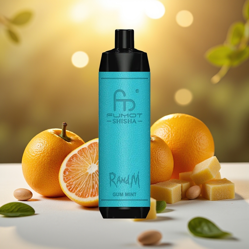 RandM Fumot Shisha 10000 Puffs e-cigarette jetable Gum Menthe - 18ml, 0.5% Nicotine