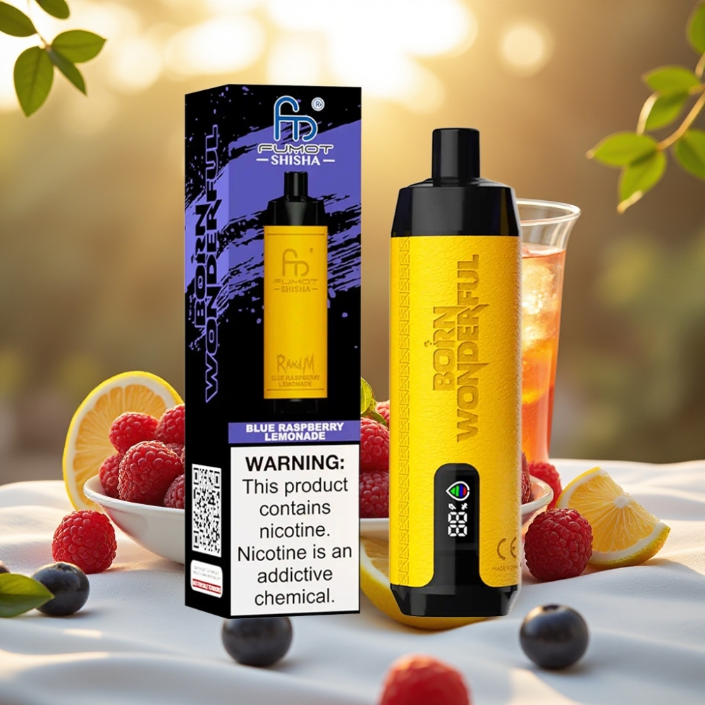 RandM Fumot Shisha E-cigarette Jetable 10000 Puffs Framboise Bleue Citronnée - 18ml, 850mAh, 0.6ohm