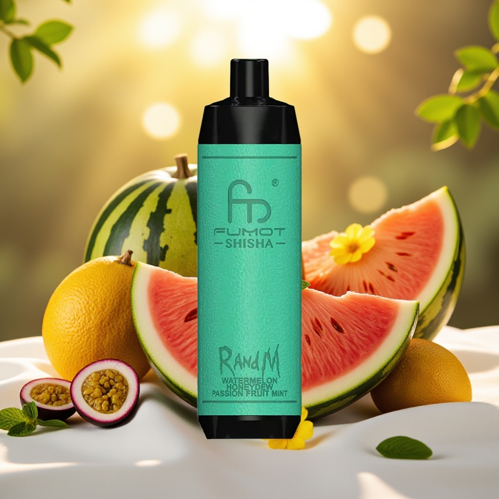 RandM Fumot Shisha Pastèque Melon Miel Fruit de la Passion Menthe 10000 Puffs 18ml 0.5% Nicotine