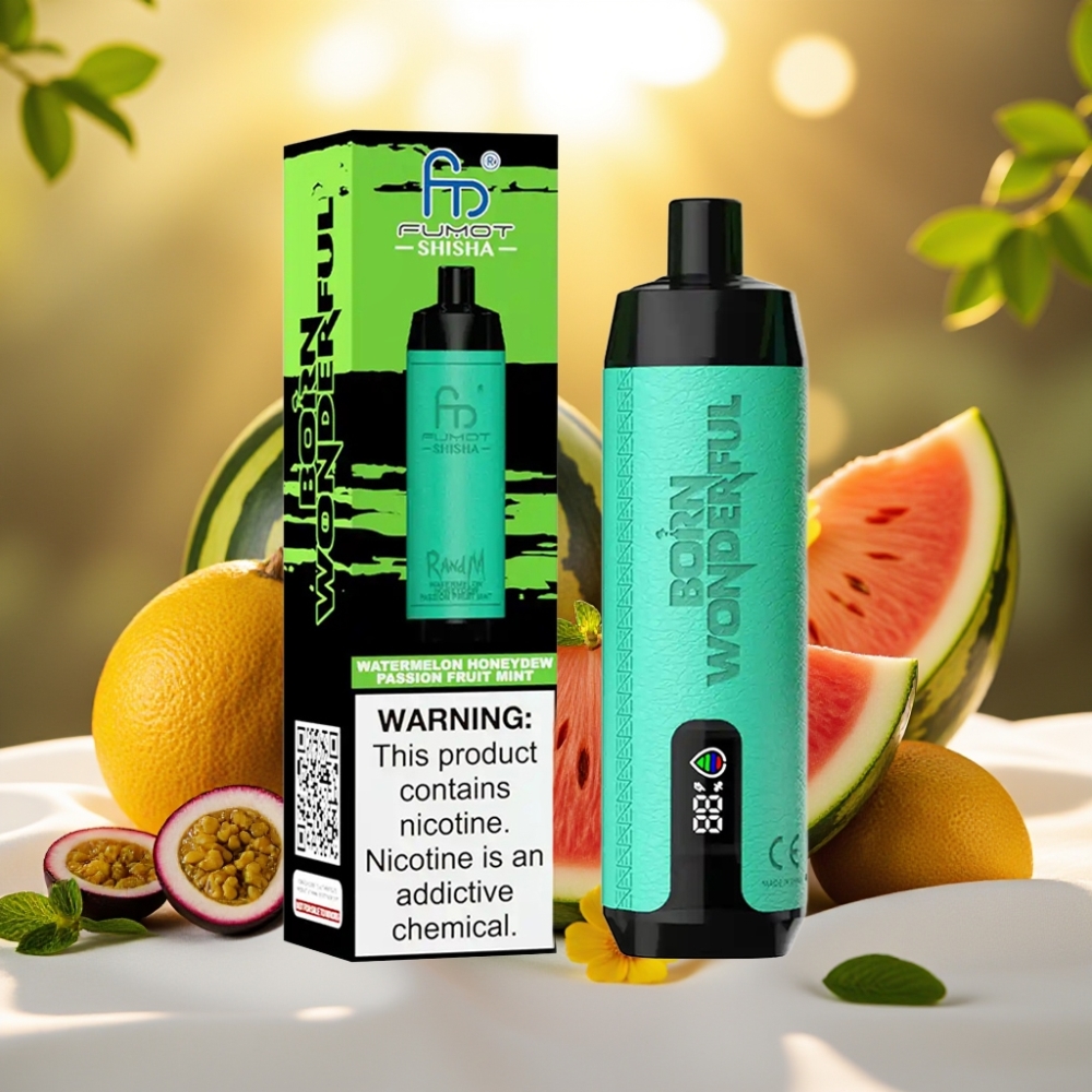 RandM Fumot Shisha Pastèque Melon Miel Fruit de la Passion Menthe 10000 Puffs 18ml 0.5% Nicotine