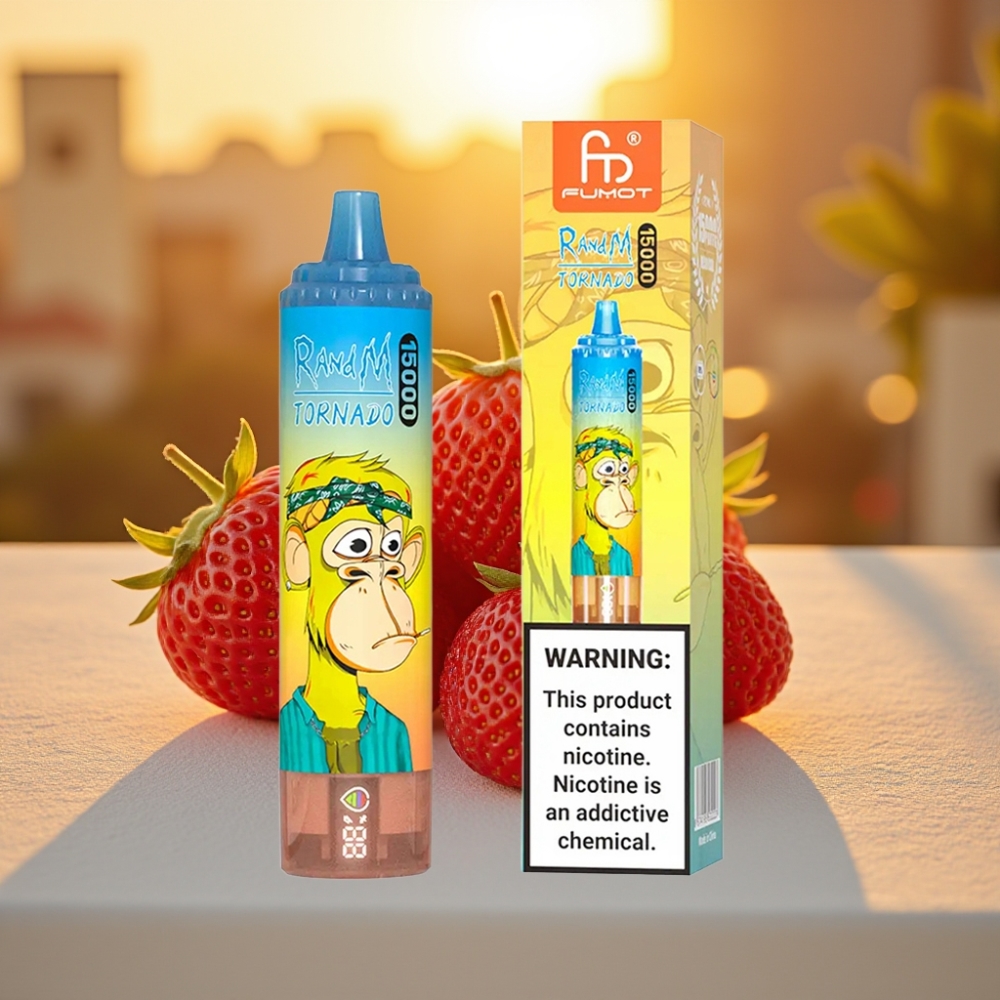 Fumot RandM Tornado 15000 Puffs Fraise 25ml 850mAh Mesh LCD Type-C