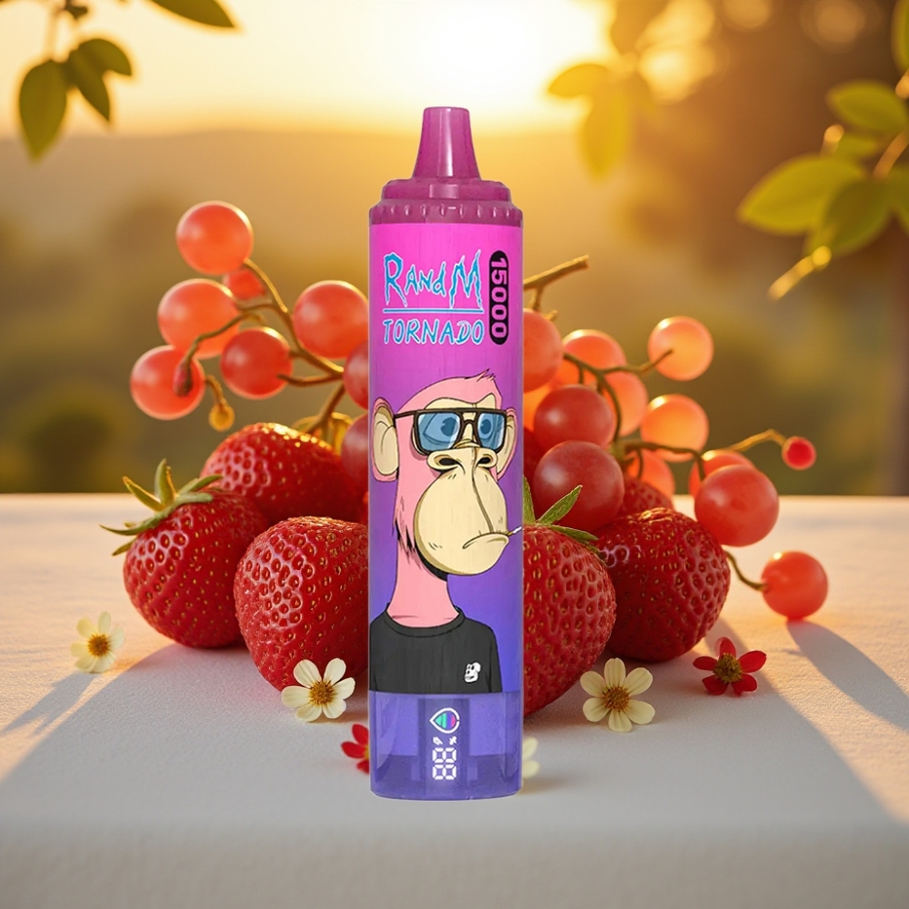 Fumot RandM Tornado 15000 Puffs Fraise Raisin 25ml 850mAh Mesh Coil Type-C LCD