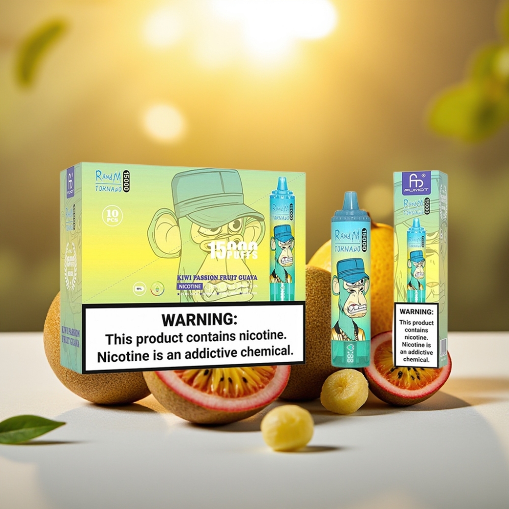 Fumot RandM Tornado 15000 Puffs Kiwi Fruit de la Passion Goyave 25ml 5% Mesh