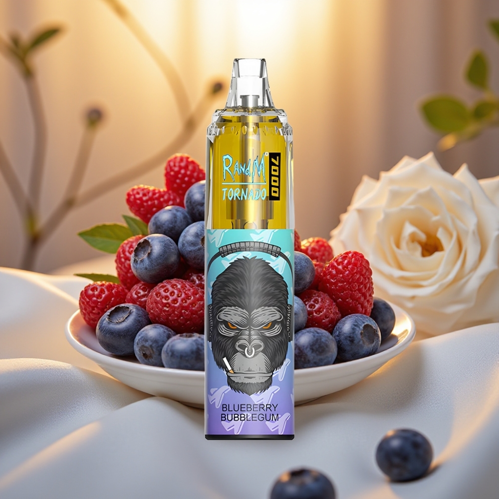 Fumot Tornado 7000 Disposable Vape - 14ML, 850MAH, Mesh Coil, Type-C, Ajustable, Bubblegum Myrtille