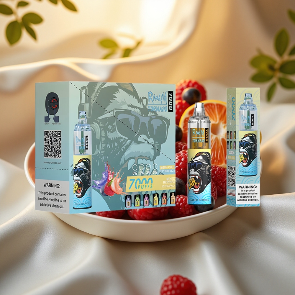 Fumot Tornado 7000 Puffs 14ML 850MAH Baies Mixtes Mesh Type-C RGB Air-Adjustable