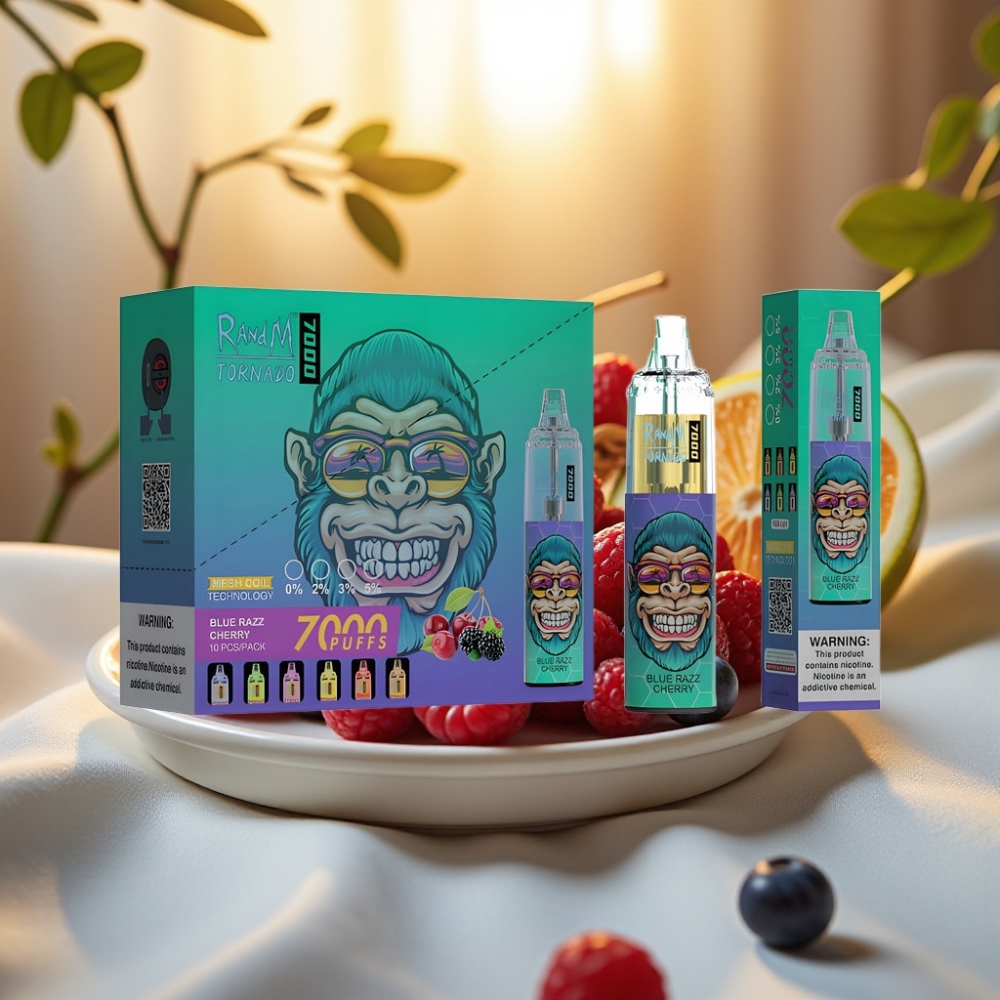 Fumot Tornado 7000 Puffs Disposable Vape Blue Razz Cerise 14ML 850MAH Mesh