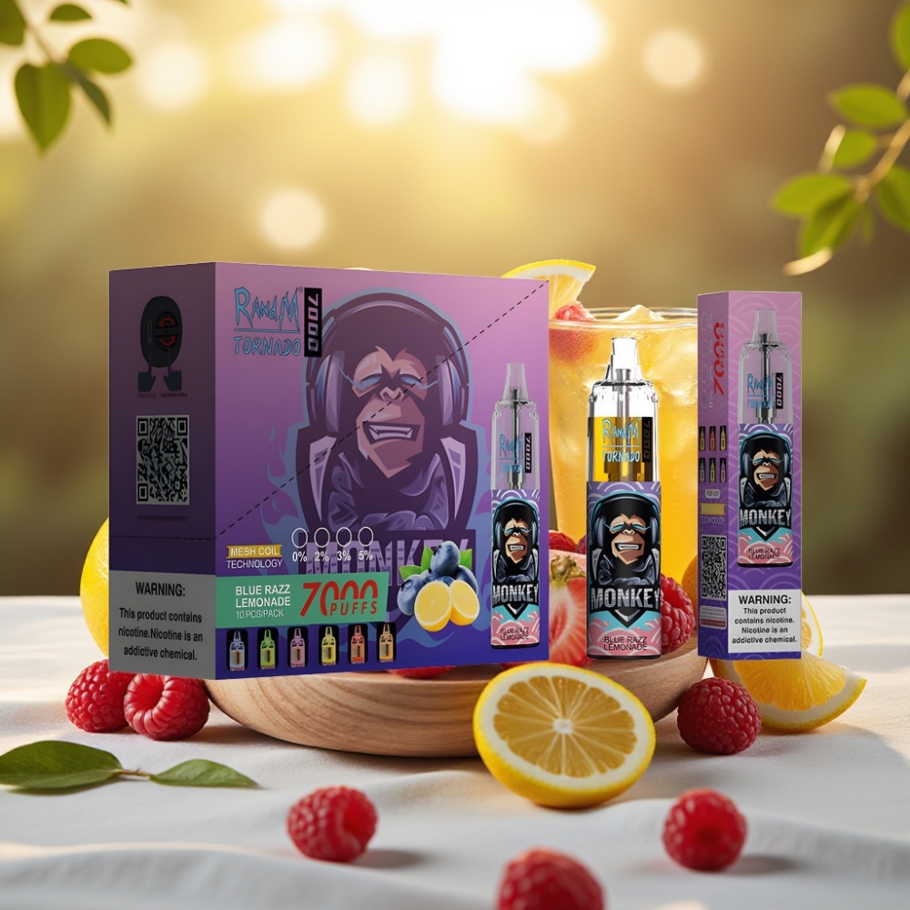 Fumot Tornado 7000 Puffs Disposable Vape Blue Razz Citronnade 14ML 850MAH Mesh