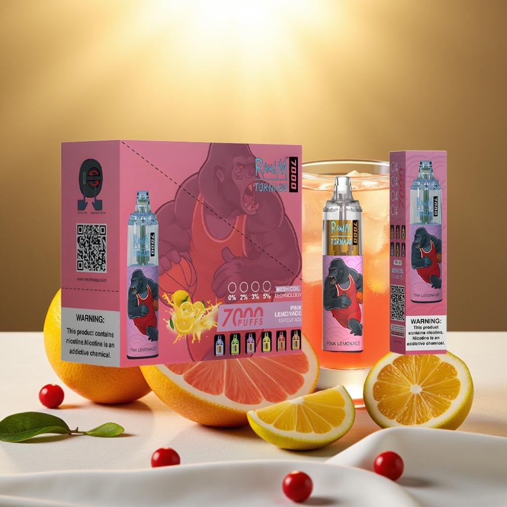 Fumot Tornado 7000 Puffs Disposable Vape Citronnade Rose 14ML 850MAH Mesh