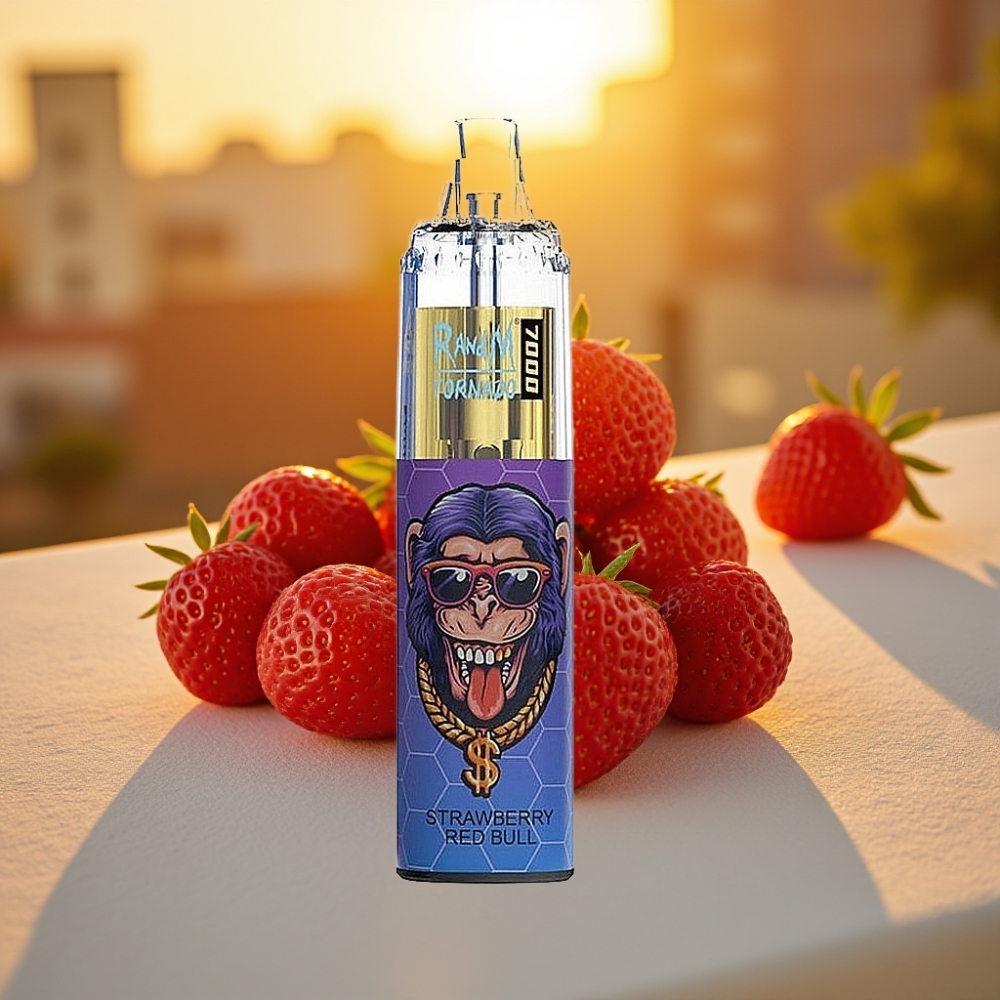 Fumot Tornado 7000 Puffs Disposable Vape Fraise Red Bull 14ML 850MAH Mesh Coil Type-C