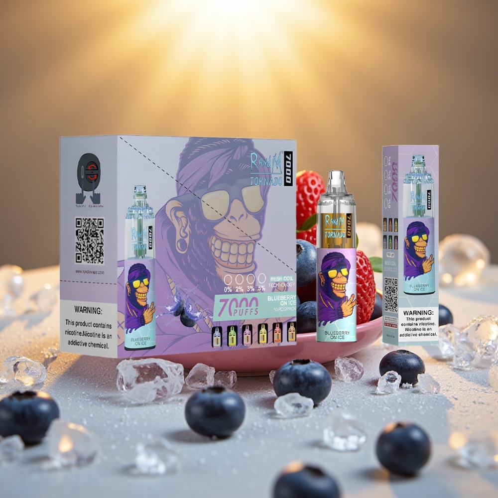 Fumot Tornado 7000 Puffs Disposable Vape Myrtille Glacé 14ML 850MAH Mesh Coil