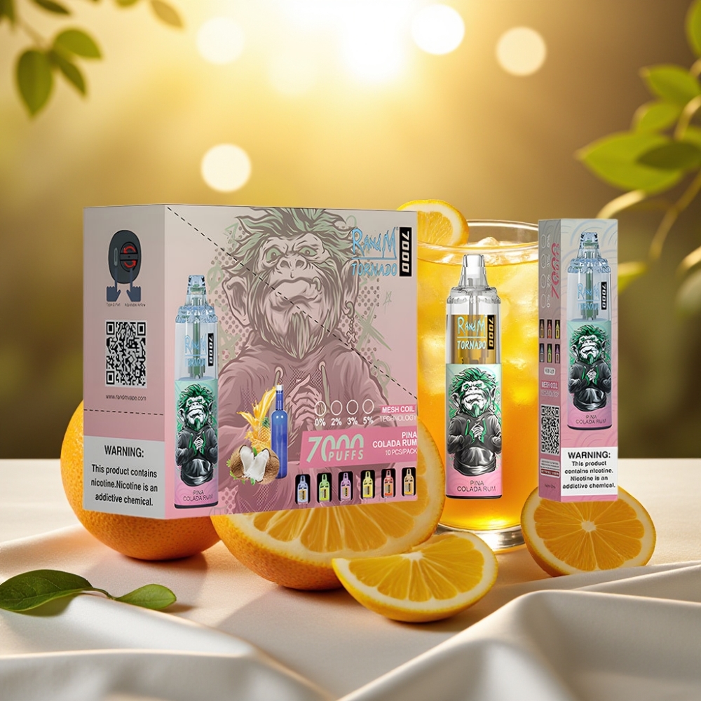 Fumot Tornado 7000 Puffs Disposable Vape Pina Colada Rhum, 14 ML, 850 MAH, Mesh Coil