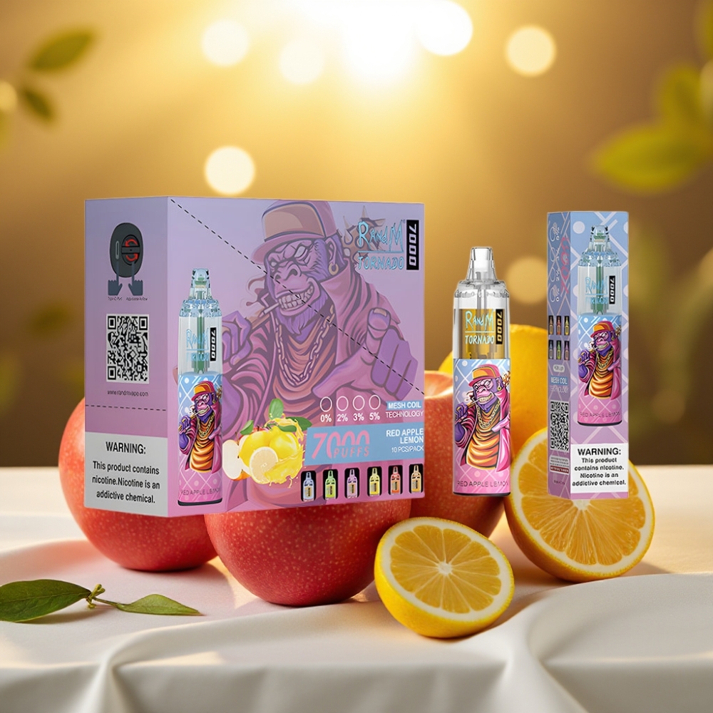 Fumot Tornado 7000 Puffs Disposable Vape Pomme Rouge Citron 14ML 850MAH Mesh