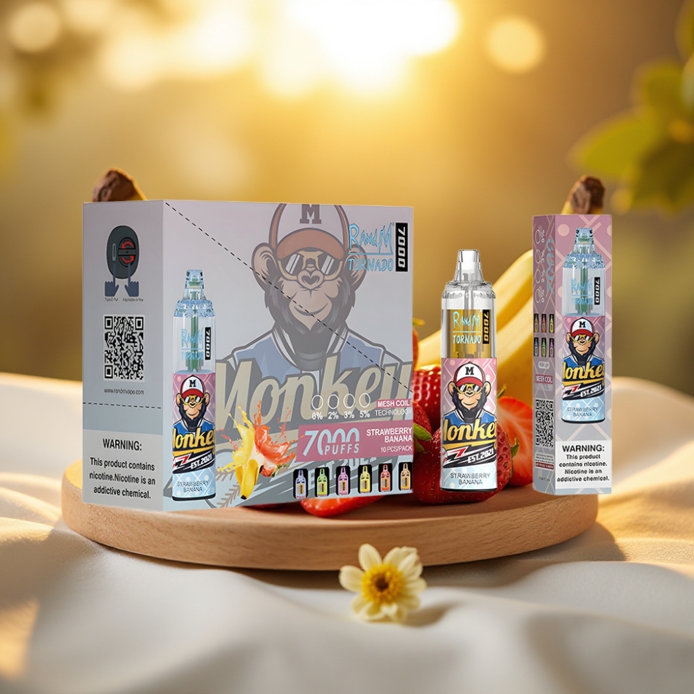 Fumot Tornado 7000 Puffs Fraise Banane 14ML 850MAH Mesh Type-C RGB Air-Adjustable