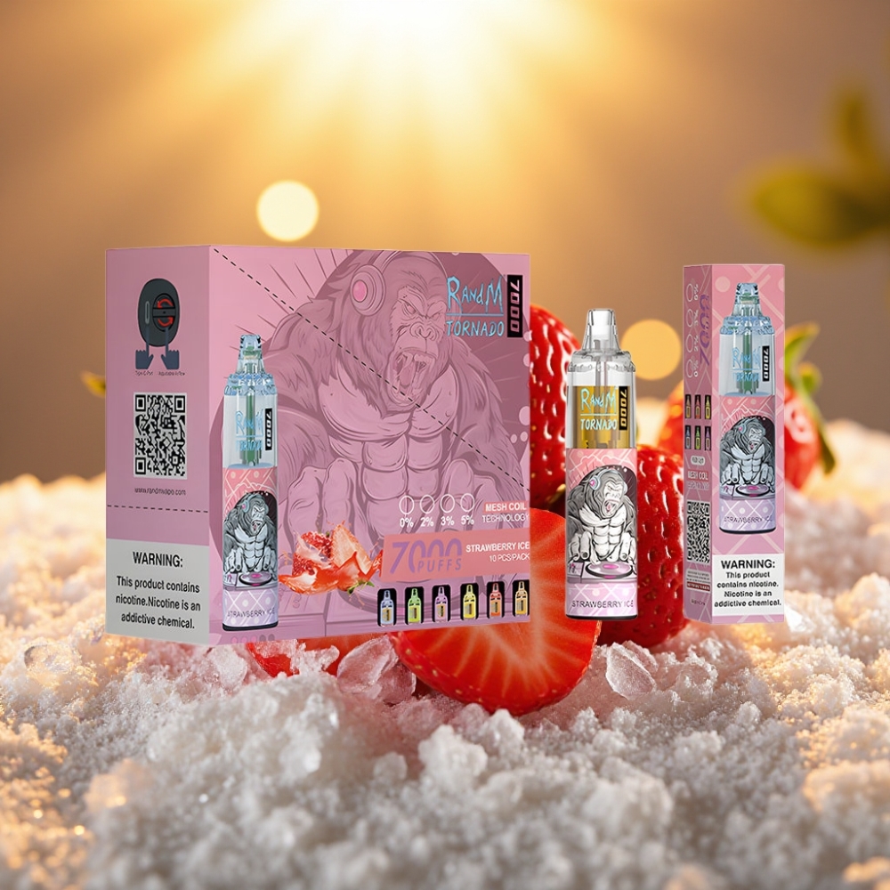 Fumot Tornado 7000 Puffs Glace à la Fraise 14ML 850MAH Mesh Coil Type-C RGB