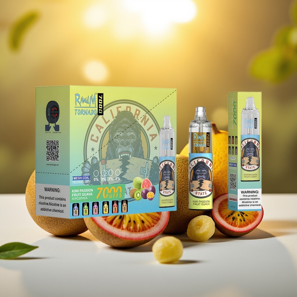 Fumot Tornado 7000 Puffs Kiwi Fruit de la Passion Goyave 14ML 850MAH Mesh
