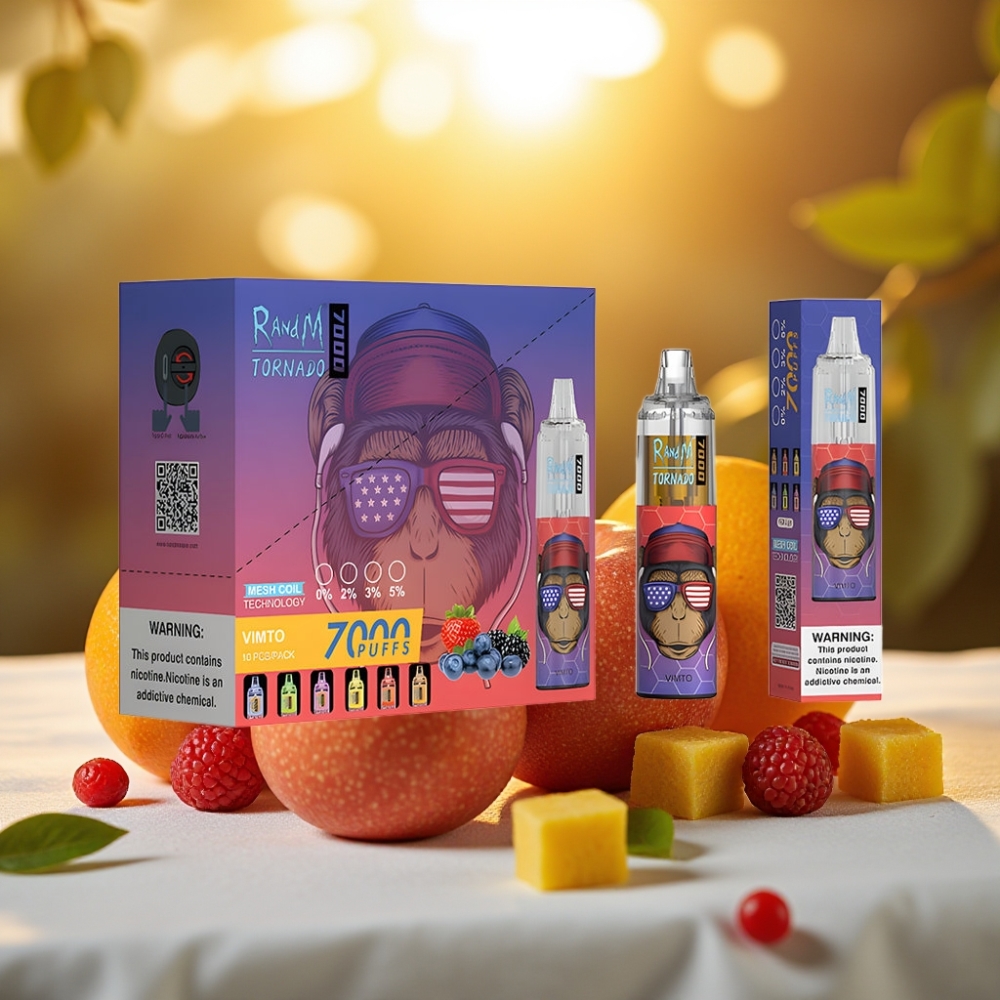 Fumot Tornado 7000 Vape Disposable Vimto 14ML 850MAH Mesh Coil Type-C RGB