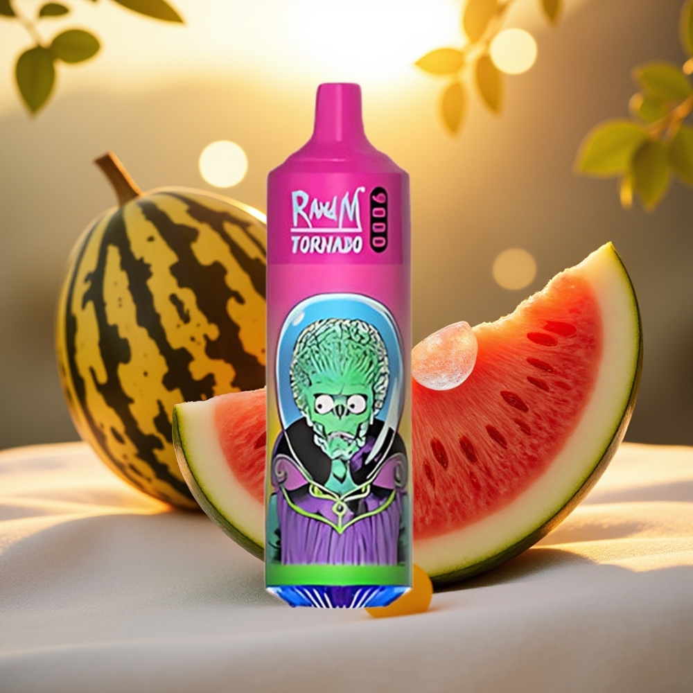 RandM Tornado 9000 Puffs - 18 mL, 850 mAh, Pastèque Bubble Gum, Affichage RGB