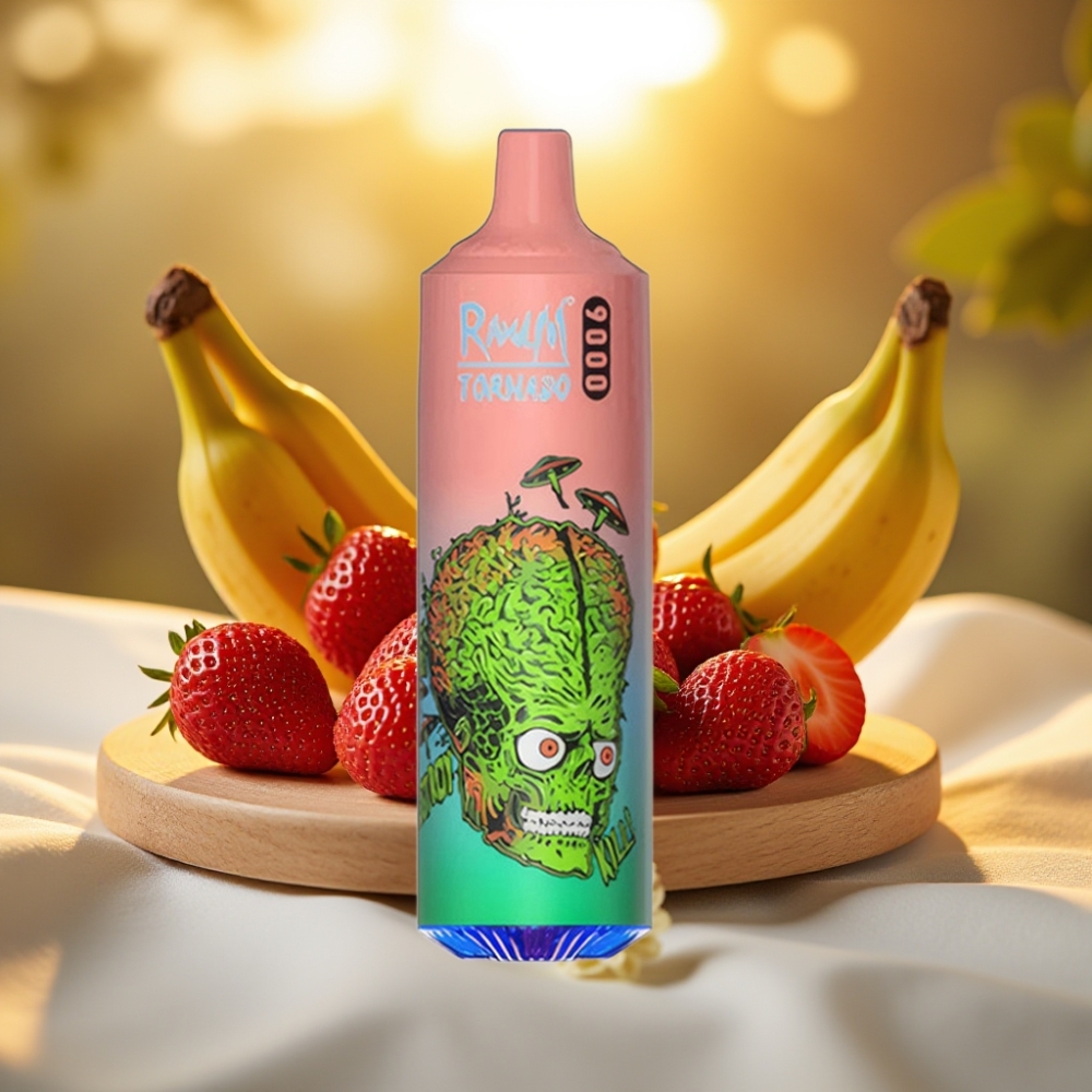 RandM Tornado 9000 Puffs 850 mAh 18 mL Fraise Banane