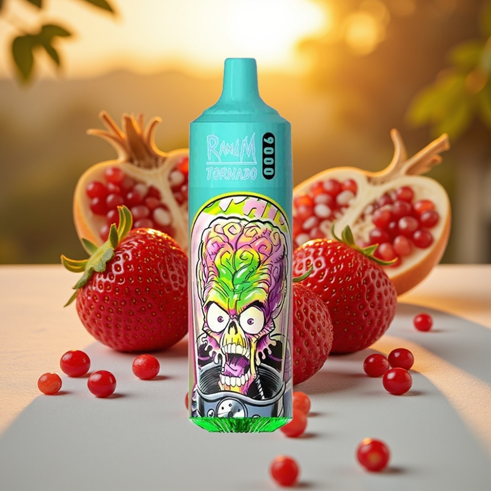 RandM Tornado 9000 Puffs - 850 mAh Rechargeable, 18 mL, Fraise Grenade