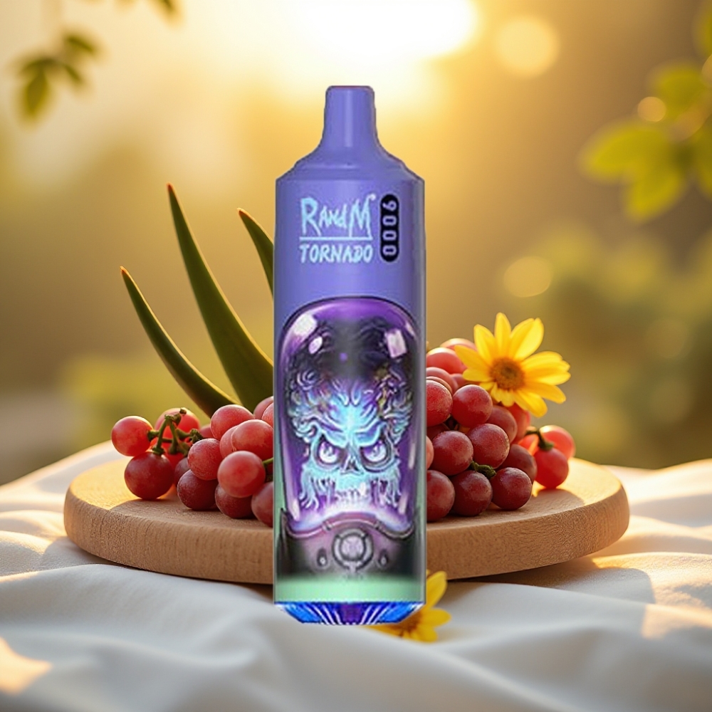 RandM Tornado 9000 Puffs Aloe Raisin - 850 mAh, 18 mL, Coil Mesh, 54 Saveurs