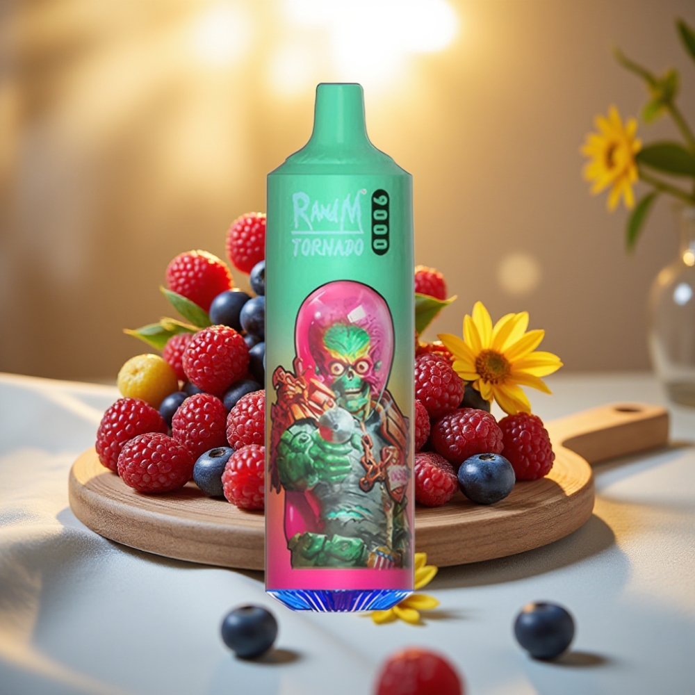 RandM Tornado 9000 Puffs Blue Razz Kush 18 mL 850 mAh Mesh Coil RGB Display