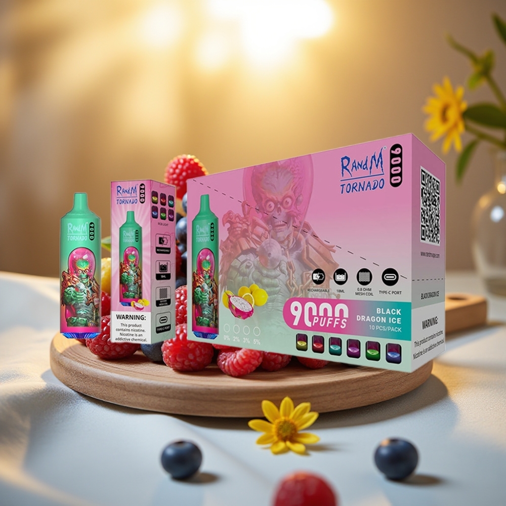 RandM Tornado 9000 Puffs Blue Razz Kush 18 mL 850 mAh Mesh Coil RGB Display