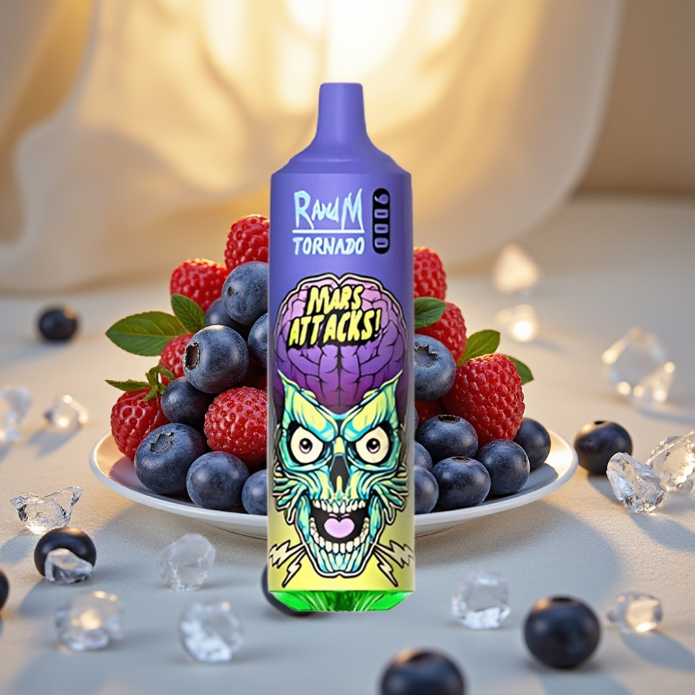 RandM Tornado 9000 Puffs Blueberry Glace - 850 mAh, 18 mL, Mesh Coil