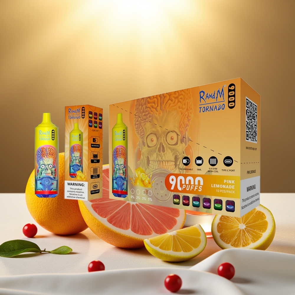 RandM Tornado 9000 Puffs Citronnade Rose, 18 mL, 850 mAh, Affichage RGB