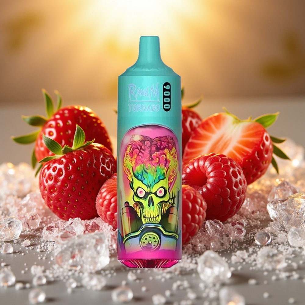 RandM Tornado 9000 Puffs Fraise Framboise Cerise Glace - 18 mL, 850 mAh, Mesh Coil