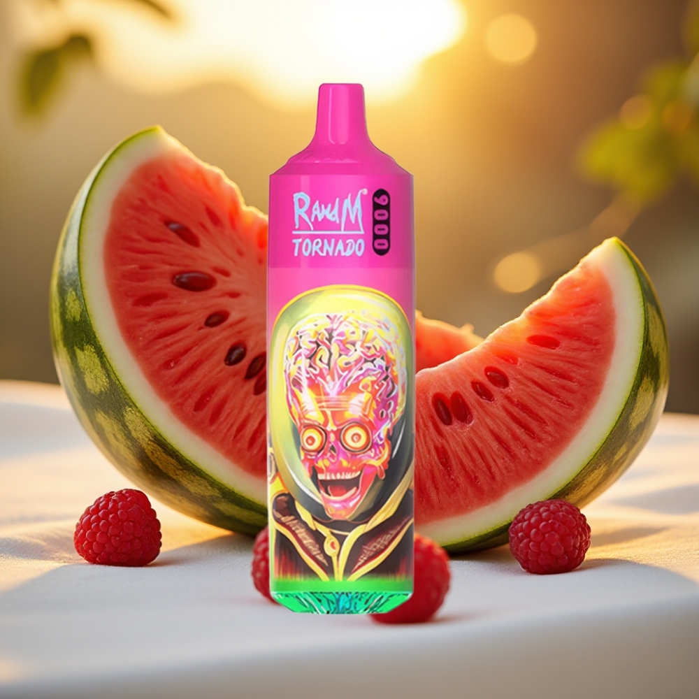 RandM Tornado 9000 Puffs Framboise Pastèque 18 mL 850 mAh Mesh Coil RGB Display