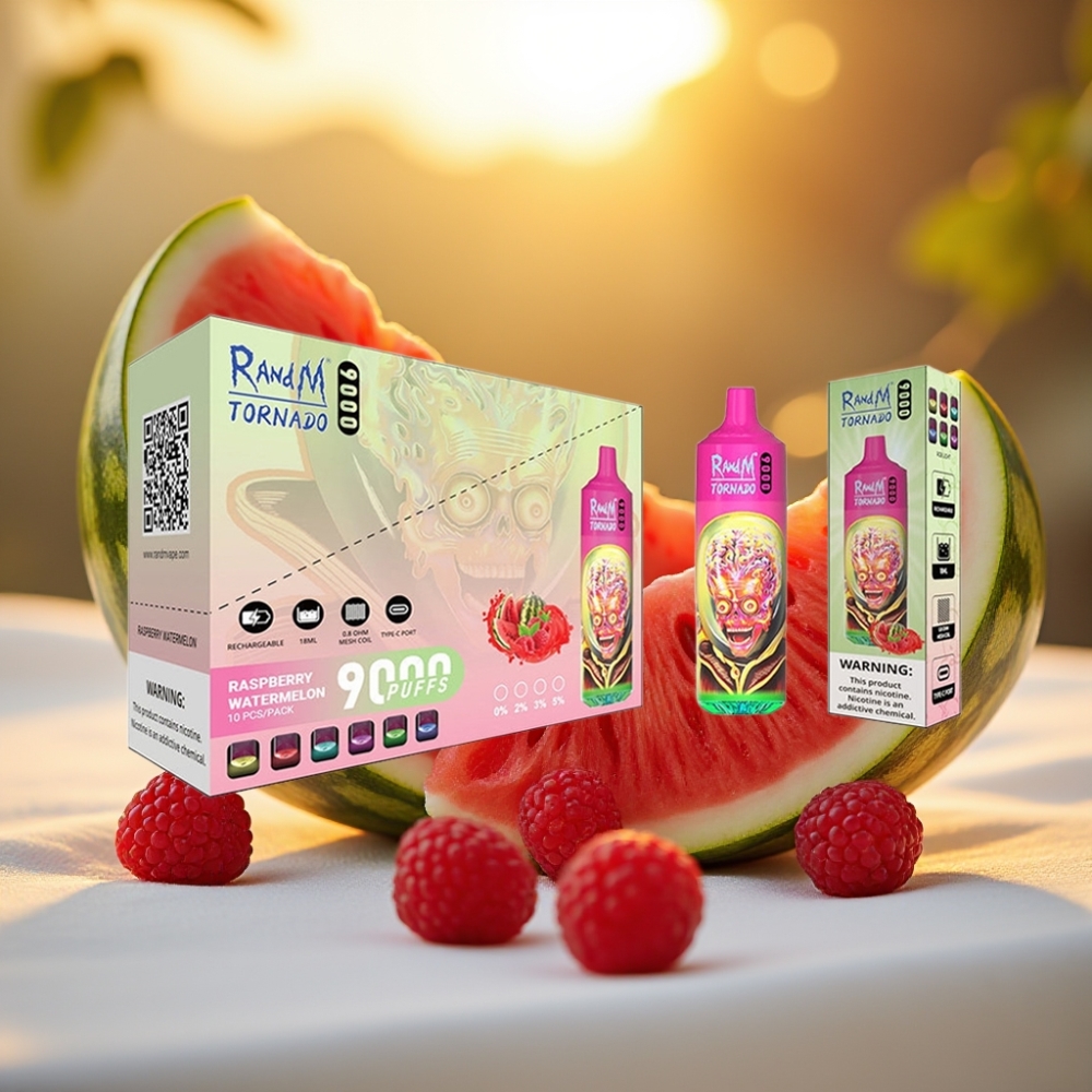 RandM Tornado 9000 Puffs Framboise Pastèque 18 mL 850 mAh Mesh Coil RGB Display