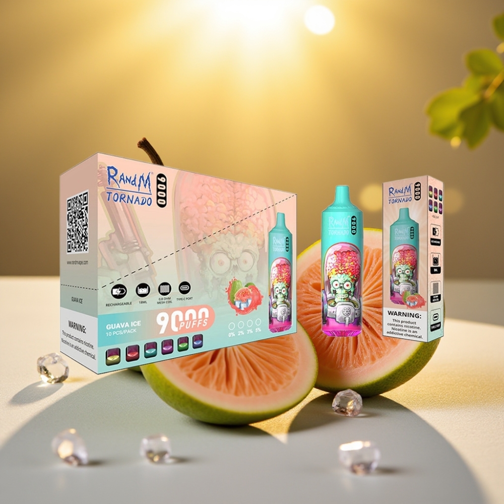 RandM Tornado 9000 Puffs Guava Glace 18 mL 850 mAh Écran RGB