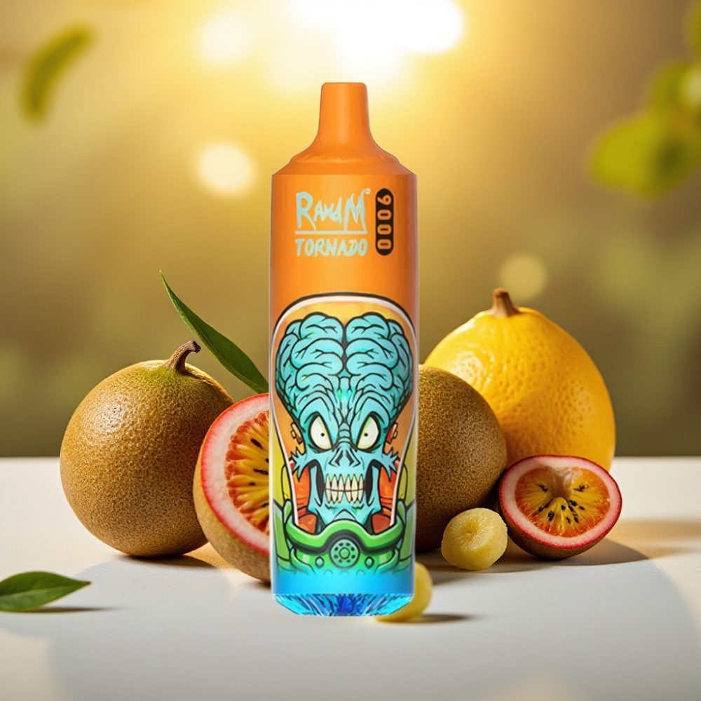 RandM Tornado 9000 Puffs Kiwi Fruit de la Passion Goyave - 18 mL, 850 mAh, Mesh Coil