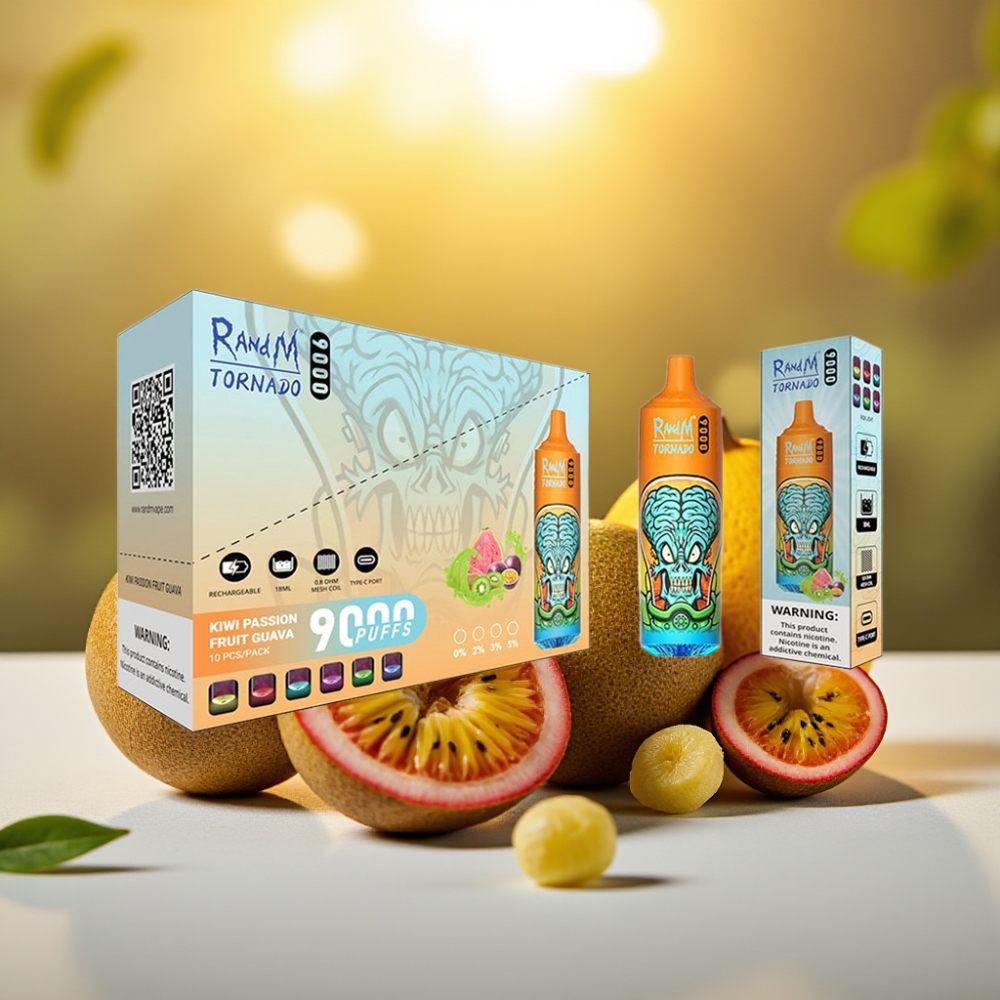 RandM Tornado 9000 Puffs Kiwi Fruit de la Passion Goyave - 18 mL, 850 mAh, Mesh Coil
