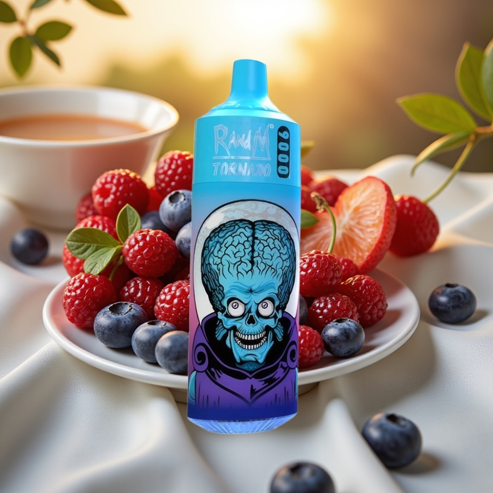 RandM Tornado 9000 Puffs Myrtille Cerise Canneberge - 850mAh 18mL Mesh Coil RGB