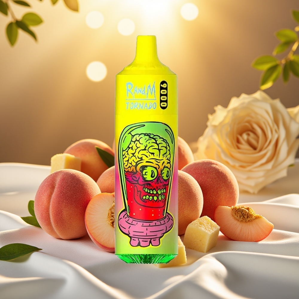 RandM Tornado 9000 Puffs Pêche Estivale Glacée - 18 mL, 850 mAh, Mesh Coil