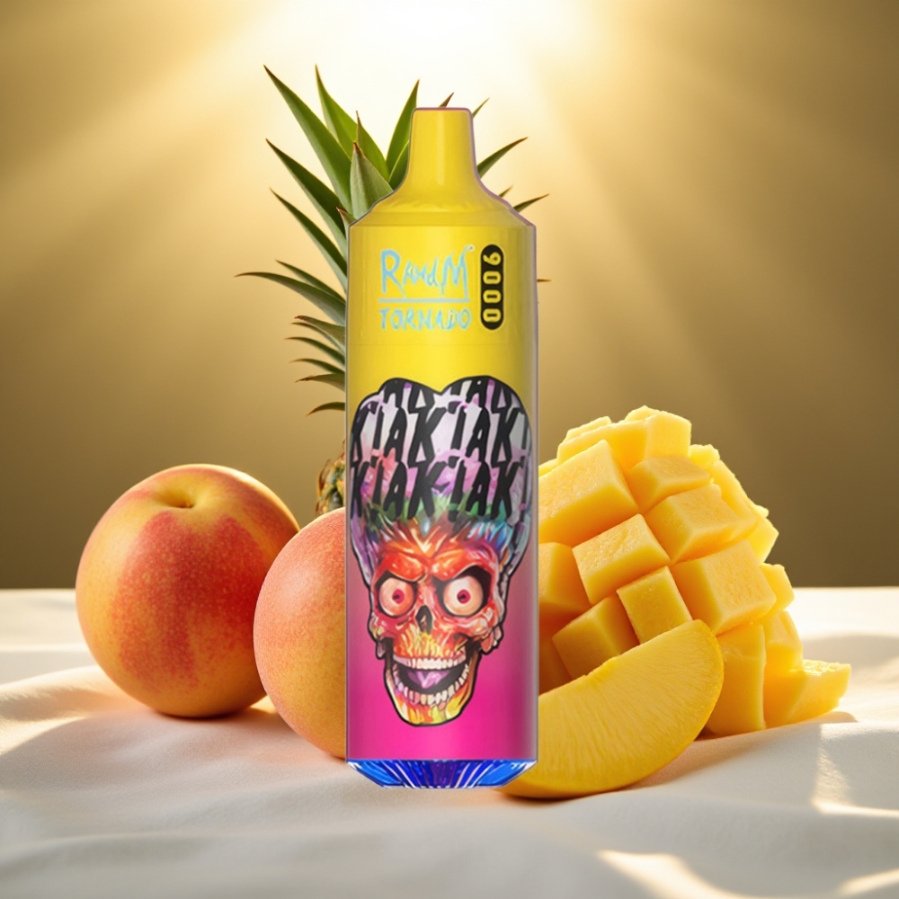 RandM Tornado 9000 Puffs Pêche Mangue Ananas 18mL 850mAh Écran RGB