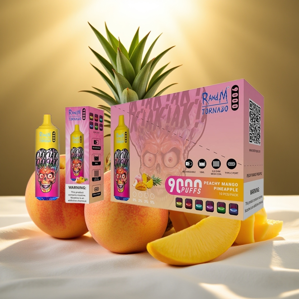 RandM Tornado 9000 Puffs Pêche Mangue Ananas 18mL 850mAh Écran RGB