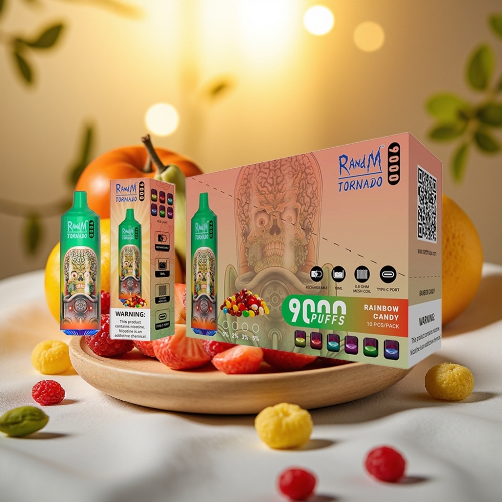 RandM Tornado 9000 Puffs Rainbow Bonbon 18 mL 850 mAh Mesh Coil RGB