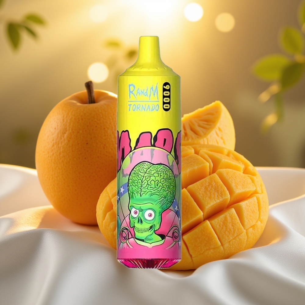 RandM Tornado 9000 Puffs Triple Mangue - 18 mL, 850 mAh, Affichage RGB