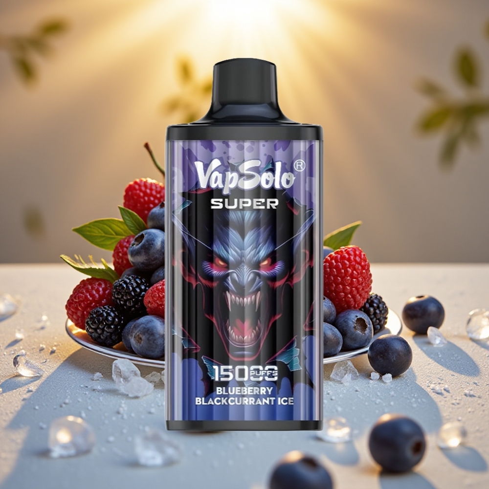Vapsolo Super 15000 Puffs Myrtille Cassis Glacé - 40ml, 850mAh, Type-C