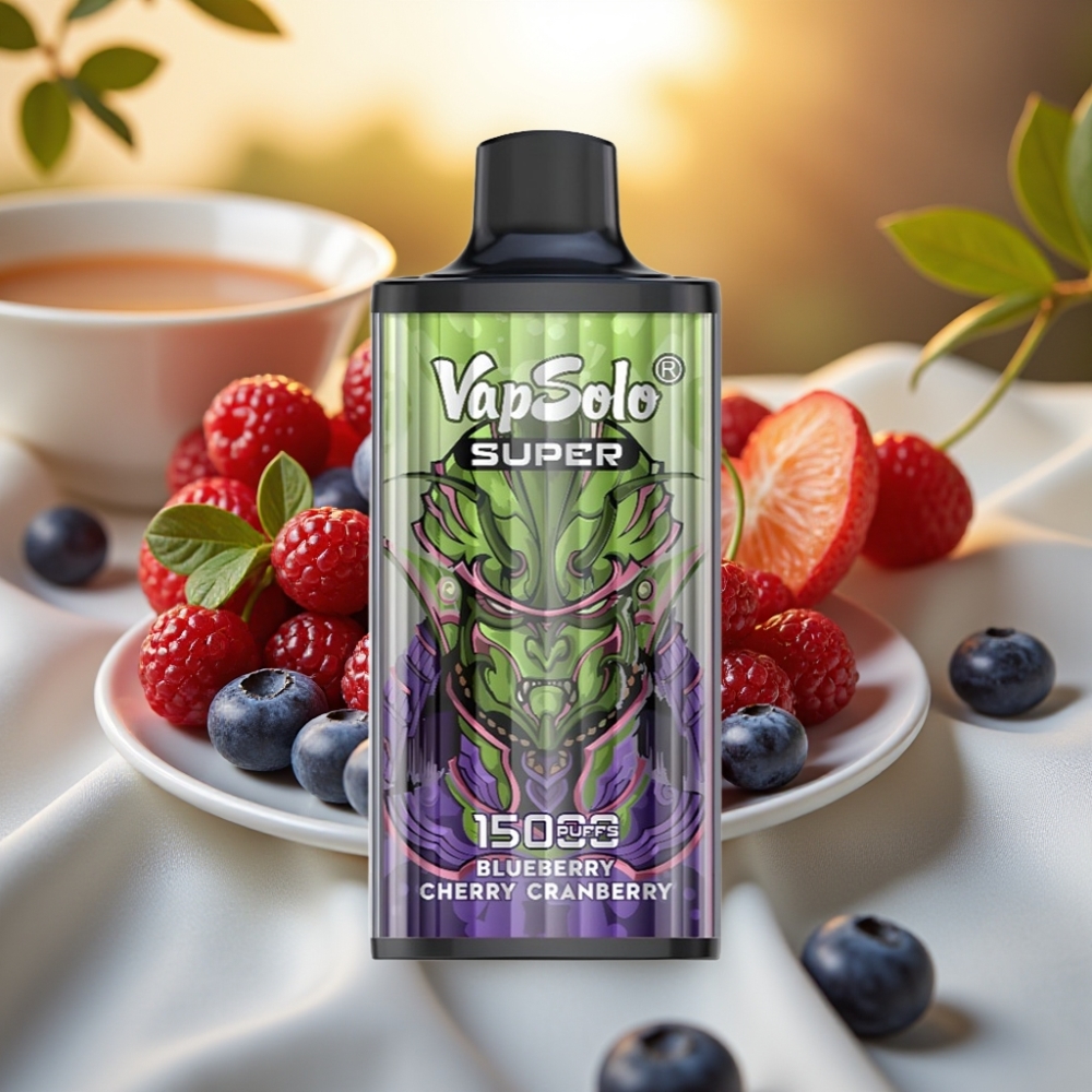 Vapsolo Super 15000 Puffs Myrtille Cerise Canneberge - 40ml, 850mah, Type-C