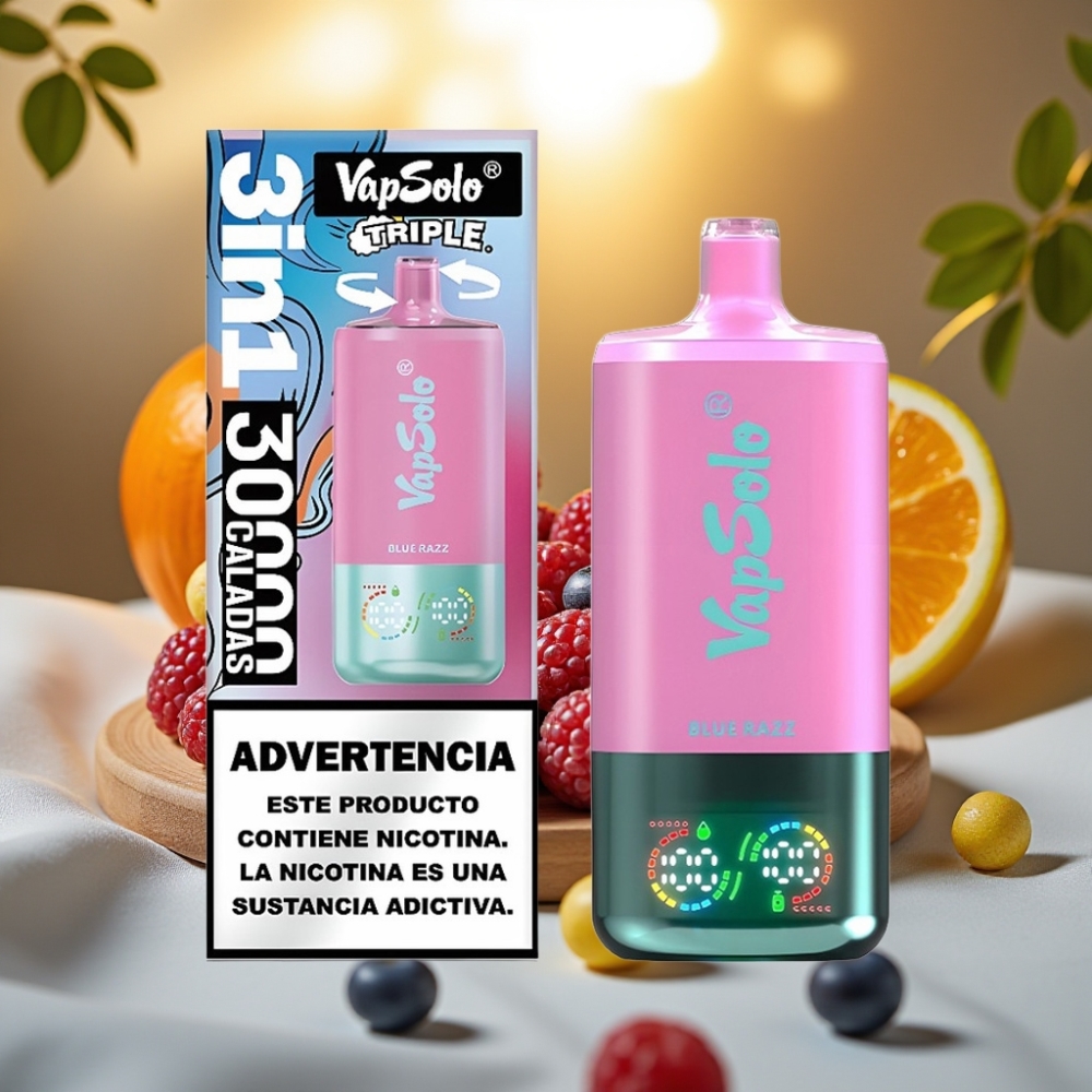 VapSolo Triple 30000 Puffs Blue Razz 40ml 20mg/50mg Type-C