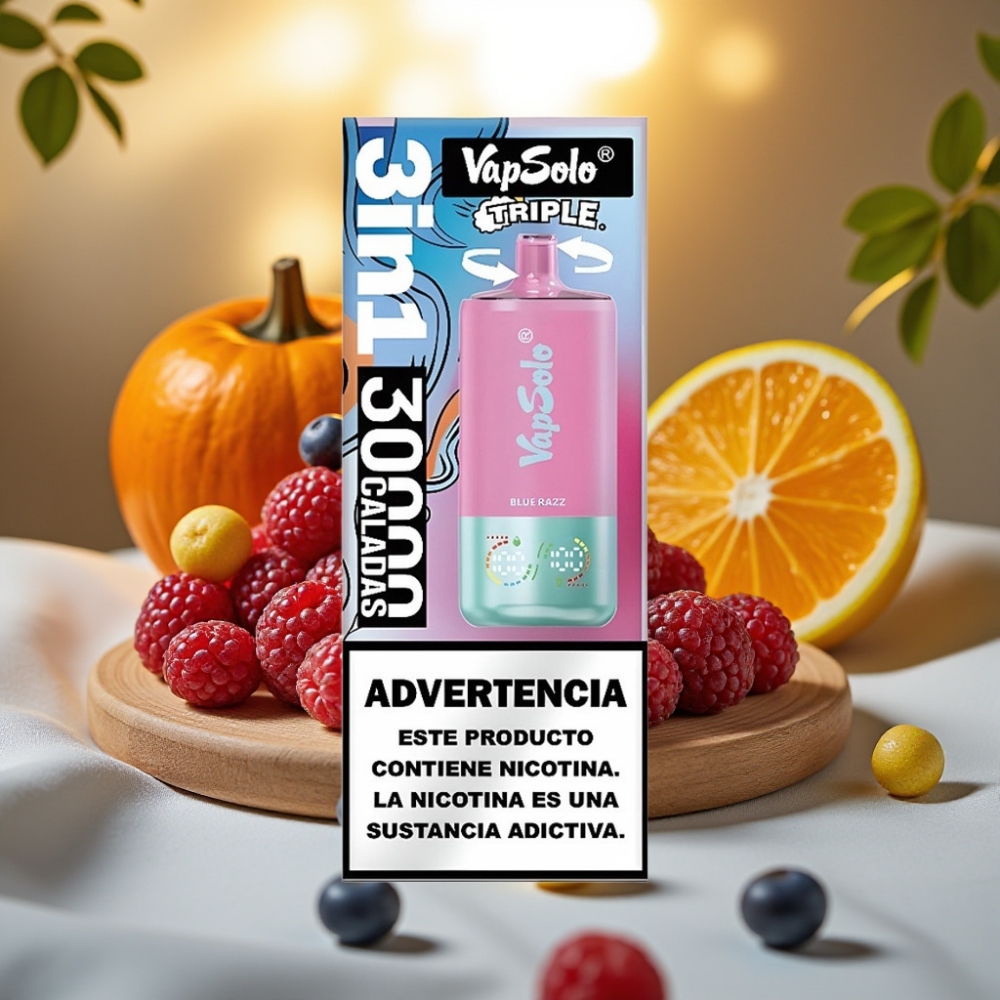 VapSolo Triple 30000 Puffs Blue Razz 40ml 20mg/50mg Type-C