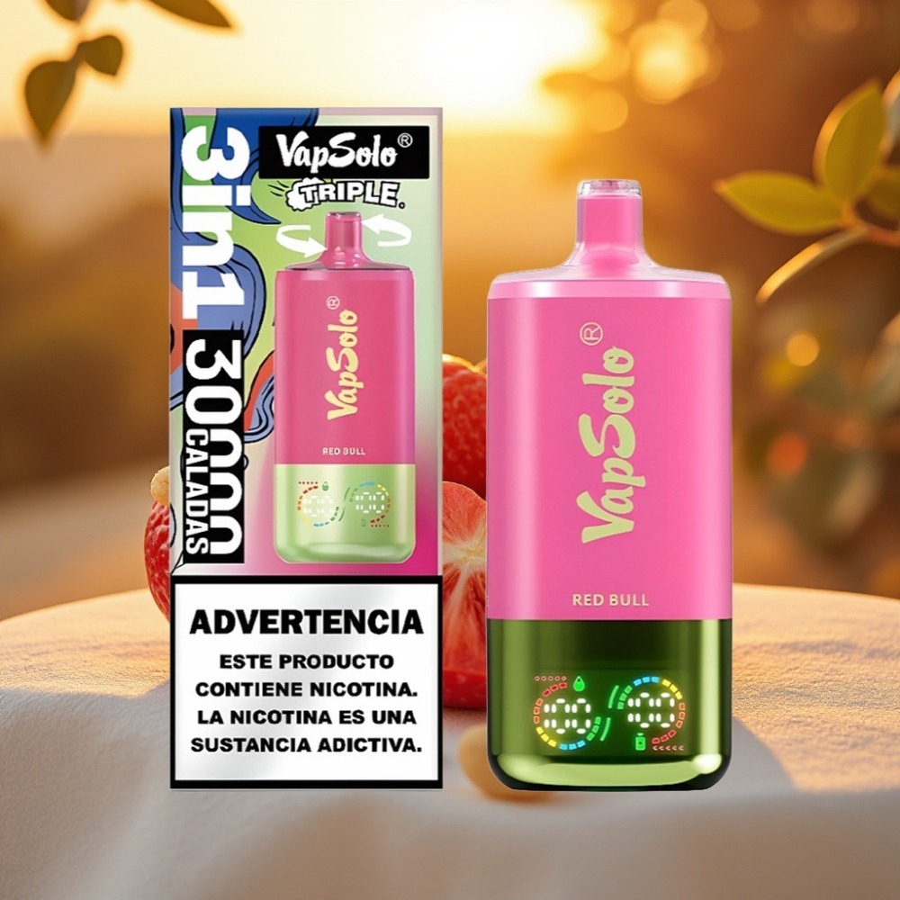 VapSolo Triple 30000 Puffs Red Bull 40ml 20/50mg 3 réservoirs Type-C