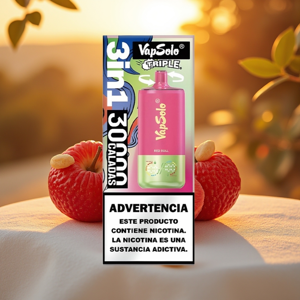 VapSolo Triple 30000 Puffs Red Bull 40ml 20/50mg 3 réservoirs Type-C