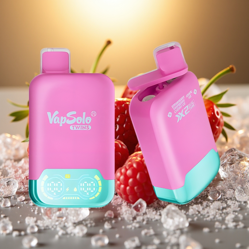 Vapsolo Twins 20000 Puffs Fraise Framboise Cerise Glace & Raisin Glace - 40ml, 20mg/ml, Type-C